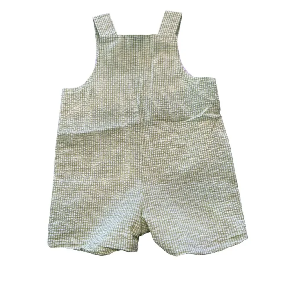 Florence Eiseman Boys Green white Check Romper Size 18M